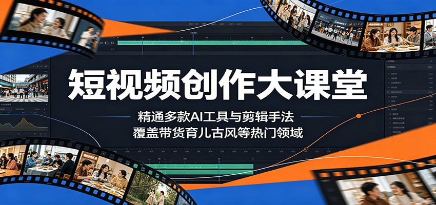 短视频创作大课堂：精通多款AI工具与剪辑手法，覆盖带货、育儿、古风等热门领域云学当下-创业资源网-知予轻创网-资源整合-互联网创业课程云学当下