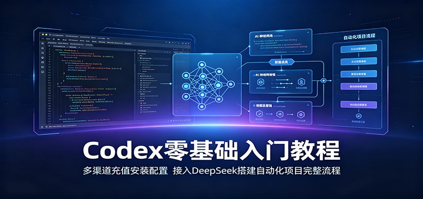 Codex零基础入门教程:多渠道充值安装配置,接入DeepSeek搭建自动化项目完整流程云学当下-创业资源网-知予轻创网-资源整合-互联网创业课程云学当下