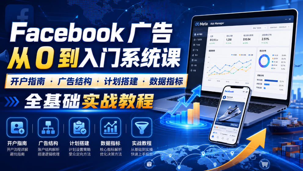 Facebook广告新手从0到入门系统课｜开户指南・广告结构・计划搭建・数据指标全基础实战教程云学当下-创业资源网-知予轻创网-资源整合-互联网创业课程云学当下