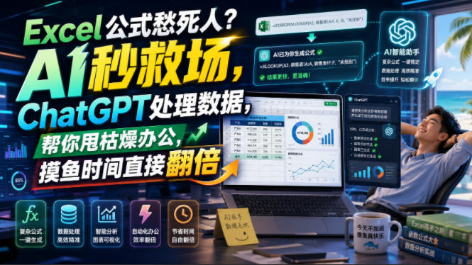 Excel公式愁死人?AI秒救场,ChatGPT处理数据,帮你甩枯燥办公,摸鱼时间直接翻倍【原创双语字幕】云学当下-创业资源网-知予轻创网-资源整合-互联网创业课程云学当下