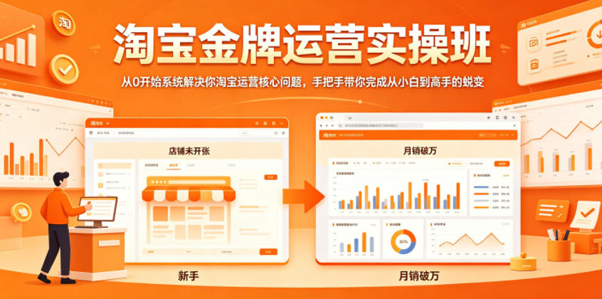 淘宝金牌运营实操班，从0开始系统解决你淘宝运营核心问题，手把手带你完成从小白到高手的蜕变云学当下-创业资源网-知予轻创网-资源整合-互联网创业课程云学当下