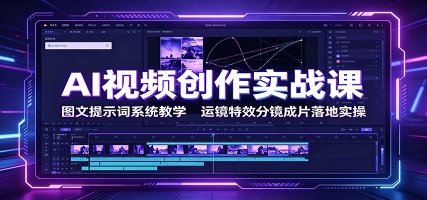 AI视频创作实战课：图文提示词系统教学，运镜特效分镜成片落地实操云学当下-创业资源网-知予轻创网-资源整合-互联网创业课程云学当下