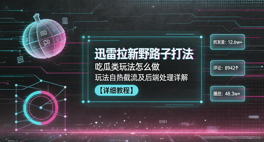 迅雷拉新野路子打法，吃瓜类玩法怎么做，玩法自热截流及后端处理详解云学当下-创业资源网-知予轻创网-资源整合-互联网创业课程云学当下