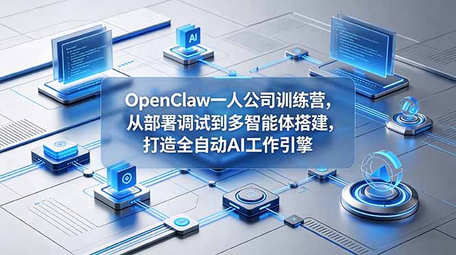 OpenClaw 一人公司训练营，从部署调试到多智能体搭建，打造全自动 AI 工作引擎云学当下-创业资源网-知予轻创网-资源整合-互联网创业课程云学当下