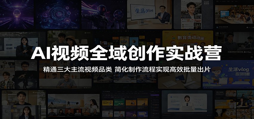 AI视频全域创作实战营：精通三大主流视频品类，简化制作流程实现高效批量出片云学当下-创业资源网-知予轻创网-资源整合-互联网创业课程云学当下