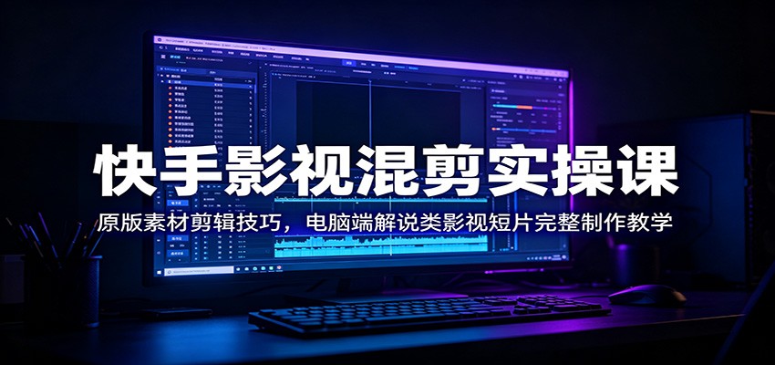 快手影视混剪实操课:原版素材剪辑技巧,电脑端解说类影视短片完整制作教学云学当下-创业资源网-知予轻创网-资源整合-互联网创业课程云学当下