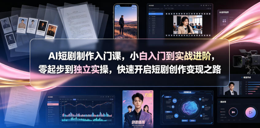 AI短剧制作入门课,小白入门到实战进阶,零起步到独立实操,快速开启短剧创作变现之路云学当下-创业资源网-知予轻创网-资源整合-互联网创业课程云学当下