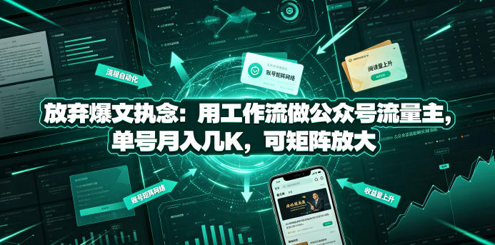 放弃爆文执念：用工作流做公众号流量主，单号月入几K，可矩阵放大云学当下-创业资源网-知予轻创网-资源整合-互联网创业课程云学当下