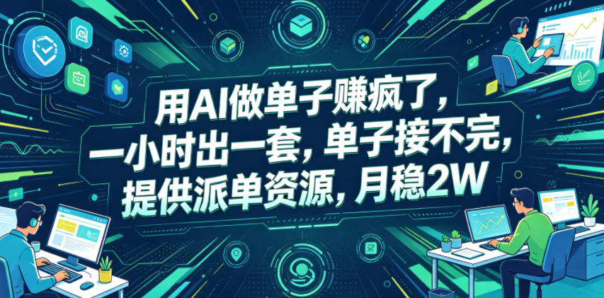 用AI做单子賺疯了，一小时出一套，单子接不完，提供派单资源，月稳2W【揭秘】云学当下-创业资源网-知予轻创网-资源整合-互联网创业课程云学当下