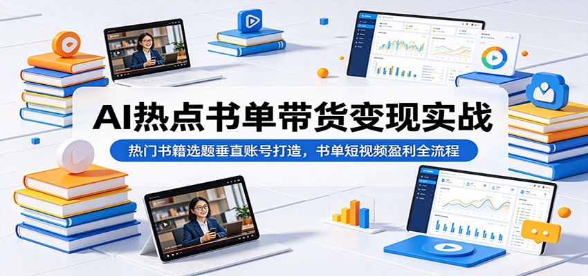 AI热点书单带货变现实战:热门书籍选题垂直账号打造,书单短视频盈利全流程云学当下-创业资源网-知予轻创网-资源整合-互联网创业课程云学当下