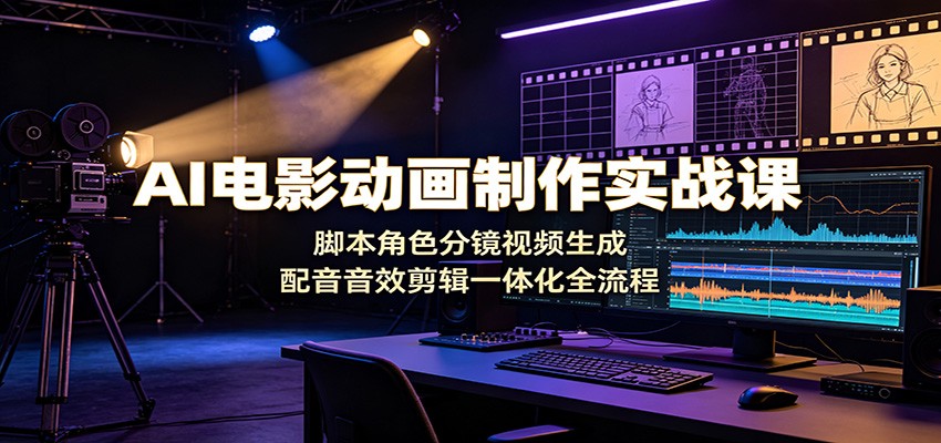 AI电影动画制作实战课:脚本角色分镜视频生成,配音音效剪辑一体化全流程云学当下-创业资源网-知予轻创网-资源整合-互联网创业课程云学当下