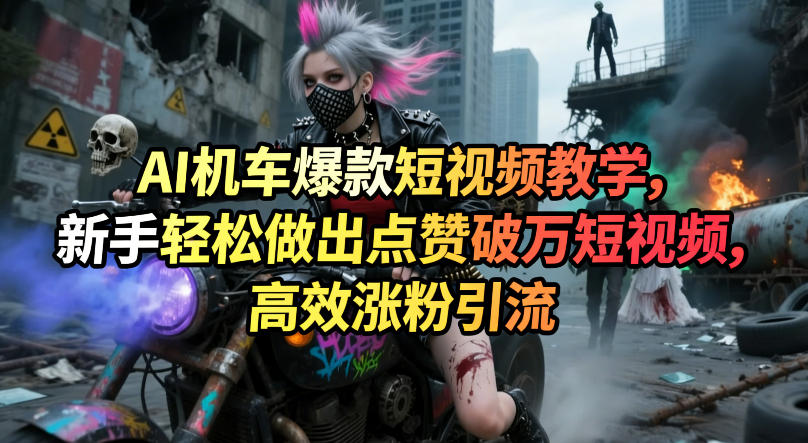 AI机车爆款短视频教学，新手轻松做出点赞破万短视频，高效涨粉引流-云学当下