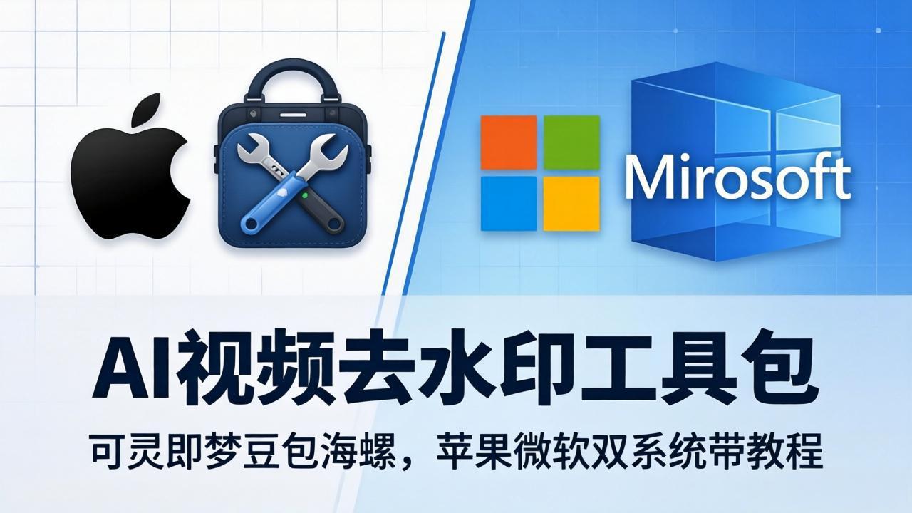 AI视频去水印工具包：可灵即梦豆包海螺，苹果微软双系统带教程云学当下-创业资源网-知予轻创网-资源整合-互联网创业课程云学当下