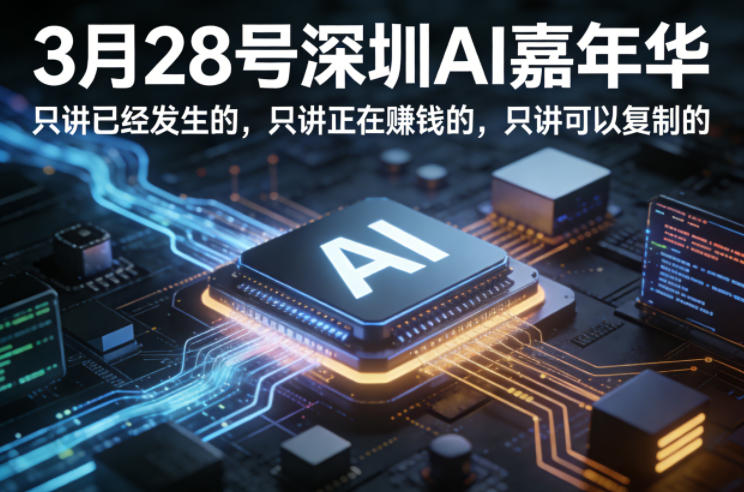 3月28号深圳AI嘉年华，只讲已经发生的，只讲正在賺钱的，只讲可以复制的-云学当下
