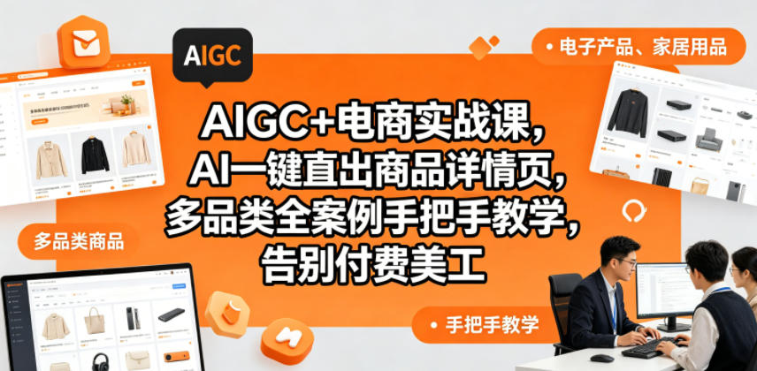 AIGC+电商实战课，AI一键直出商品详情页，多品类全案例手把手教学，告别付费美工(更新)云学当下-创业资源网-知予轻创网-资源整合-互联网创业课程云学当下