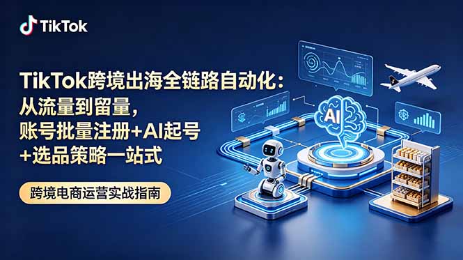 TikTok跨境出海全链路自动化:从流量到留量,账号批量注册+AI起号+选品策略一站式云学当下-创业资源网-知予轻创网-资源整合-互联网创业课程云学当下
