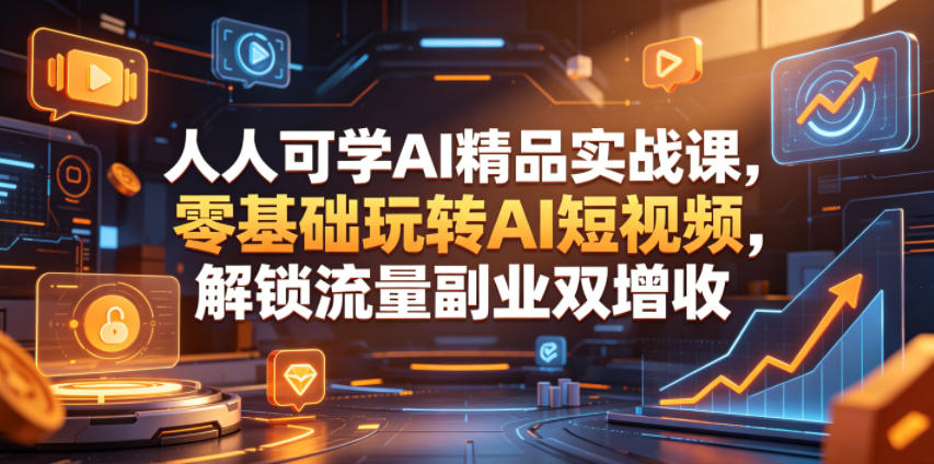 人人可学AI精品实战课，零基础玩转AI短视频，解锁流量副业双增收云学当下-创业资源网-知予轻创网-资源整合-互联网创业课程云学当下