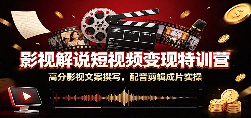 影视解说短视频变现特训营:高分影视文案撰写,配音剪辑成片实操云学当下-创业资源网-知予轻创网-资源整合-互联网创业课程云学当下