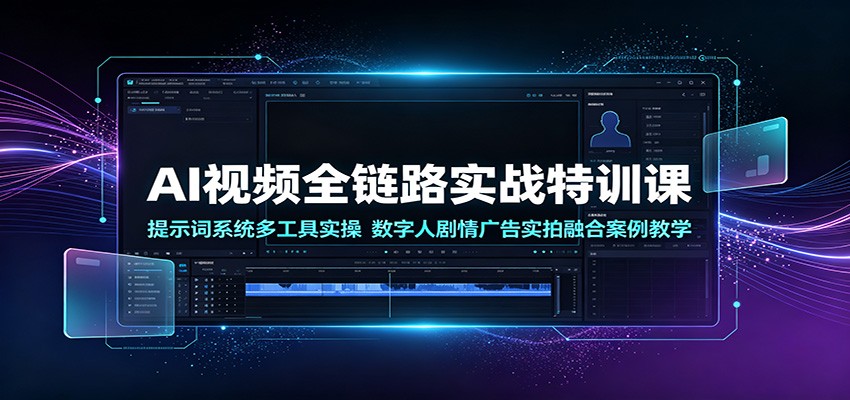 AI视频全链路实战特训课：提示词系统多工具实操，数字人剧情广告实拍融合案例教学云学当下-创业资源网-知予轻创网-资源整合-互联网创业课程云学当下
