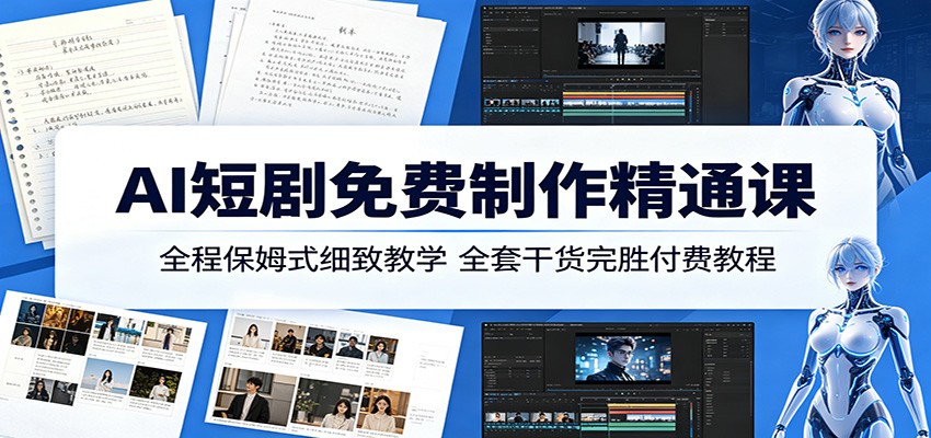 AI短剧免费制作精通课：全程保姆式细致教学，全套干货完胜付费教程云学当下-创业资源网-知予轻创网-资源整合-互联网创业课程云学当下