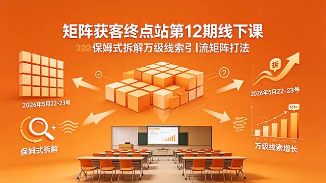 矩阵获客终点站第12期线下课 2026年5月22-23号 保姆式拆解万级线索引流矩阵打法云学当下-创业资源网-知予轻创网-资源整合-互联网创业课程云学当下