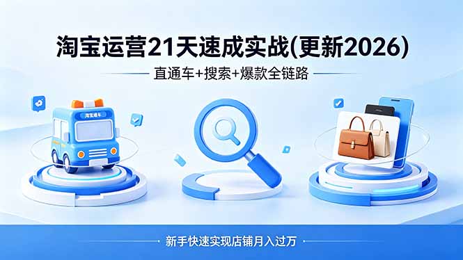 淘宝运营21天速成实战(更新4月云学当下-创业资源网-知予轻创网-资源整合-互联网创业课程云学当下