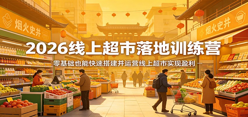 2026线上超市落地训练营,零基础也能快速搭建并运营线上超市实现盈利云学当下-创业资源网-知予轻创网-资源整合-互联网创业课程云学当下