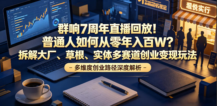 群响7周年直播回放!普通人如何从零年入百W?拆解大厂、草根、实体多赛道创业变现玩法云学当下-创业资源网-知予轻创网-资源整合-互联网创业课程云学当下