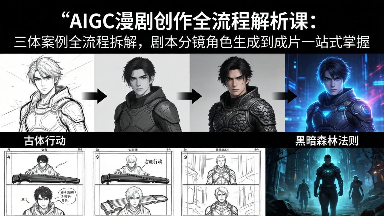 AIGC漫剧创作全流程解析课：三体案例全流程拆解，剧本分镜角色生成到成片一站式掌握-云学当下