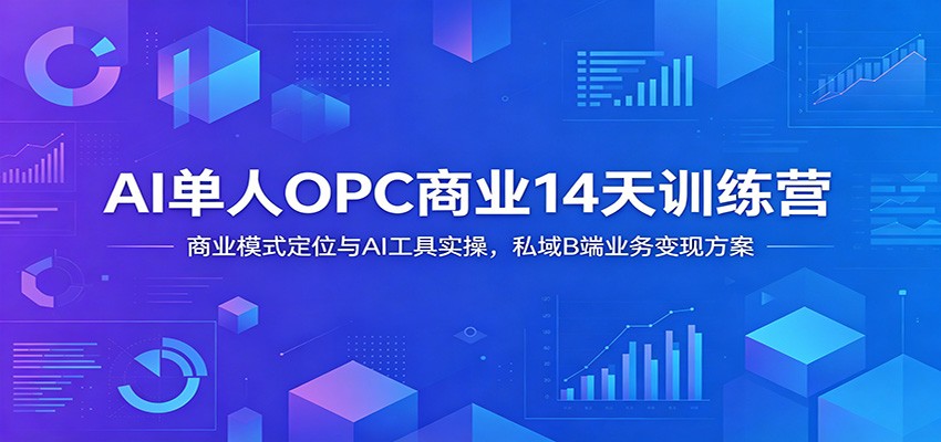AI单人OPC商业14天训练营：商业模式定位与AI工具实操，私域B端业务变现方案云学当下-创业资源网-知予轻创网-资源整合-互联网创业课程云学当下
