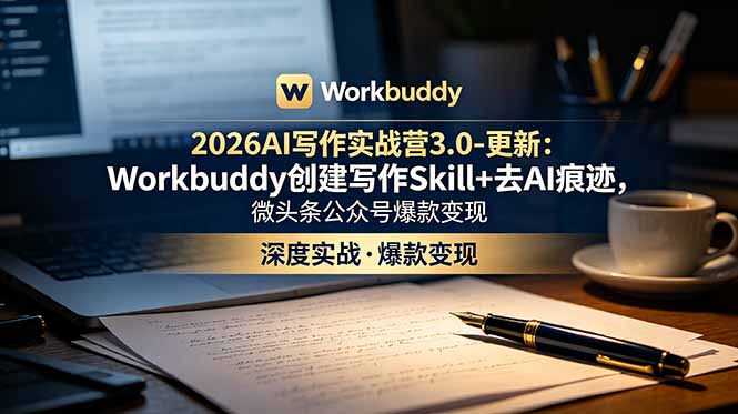 2026AI写作实战营3.0-更新:Workbuddy创建写作Skill+去AI痕迹,微头条公众号爆款变现云学当下-创业资源网-知予轻创网-资源整合-互联网创业课程云学当下