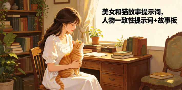 美女和猫故事提示词,人物一致性提示词+故事板云学当下-创业资源网-知予轻创网-资源整合-互联网创业课程云学当下