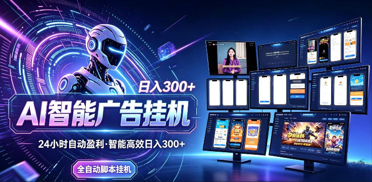AI智能广告挂G项目,无需人工,单机稳定日入200+,可矩阵放大,24小时不间断刷广告賺收益【揭秘】云学当下-创业资源网-知予轻创网-资源整合-互联网创业课程云学当下