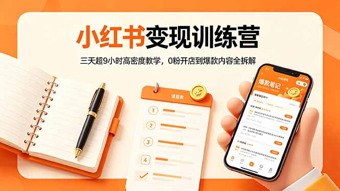 小红书变现训练营：三天超9小时高密度教学，0粉开店到爆款内容全拆解云学当下-创业资源网-知予轻创网-资源整合-互联网创业课程云学当下