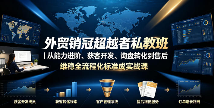 外贸销冠超越者私教班|从能力进阶、获客开发、询盘转化到售后维稳全流程标准化成交实战课云学当下-创业资源网-知予轻创网-资源整合-互联网创业课程云学当下