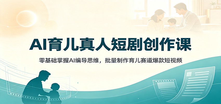 AI育儿真人短剧创作课：零基础掌握AI编导思维，批量制作育儿赛道爆款短视频云学当下-创业资源网-知予轻创网-资源整合-互联网创业课程云学当下
