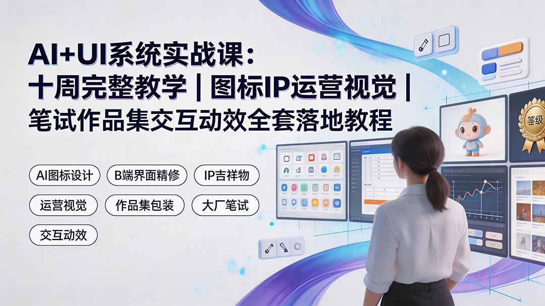 AI+UI系统实战课：十周完整教学｜图标IP运营视觉｜笔试作品集交互动效全套落地教程云学当下-创业资源网-知予轻创网-资源整合-互联网创业课程云学当下