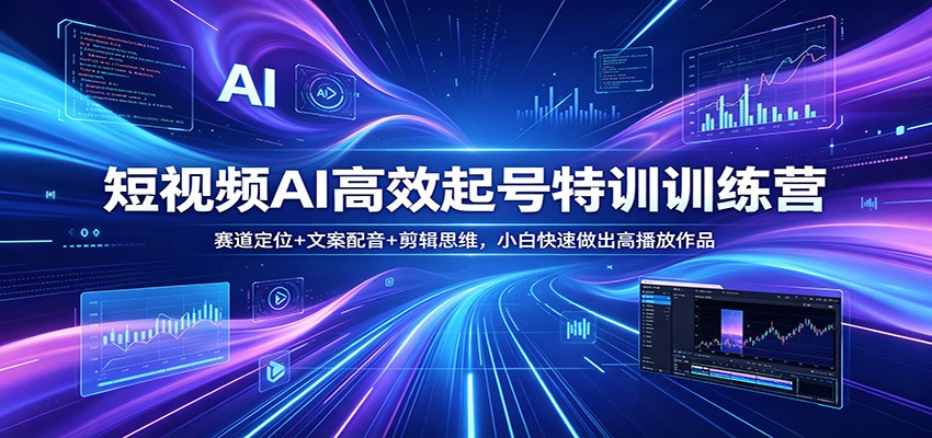 短视频AI高效起号特训训练营：赛道定位+文案配音+剪辑思维，小白快速做出高播放作品云学当下-创业资源网-知予轻创网-资源整合-互联网创业课程云学当下