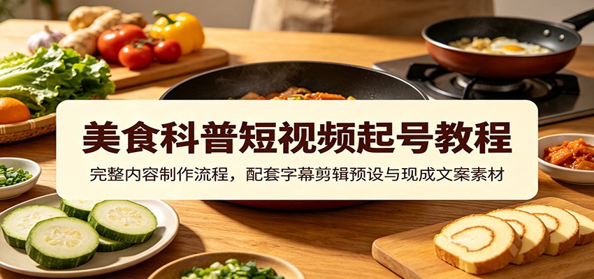 美食科普短视频起号教程:完整内容制作流程,配套字幕剪辑预设与现成文案素材云学当下-创业资源网-知予轻创网-资源整合-互联网创业课程云学当下