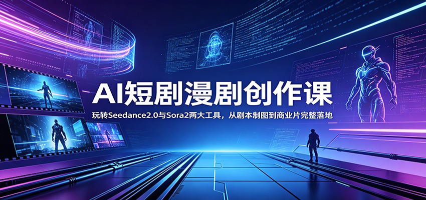 AI短剧漫剧创作课：玩转Seedance2.0与 Sora2两大工具，从剧本制图到商业片完整落地云学当下-创业资源网-知予轻创网-资源整合-互联网创业课程云学当下