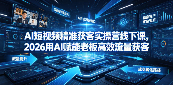 AI短视频精准获客实操营6月10-14号线下课,2026用AI赋能老板高效流量获客云学当下-创业资源网-知予轻创网-资源整合-互联网创业课程云学当下