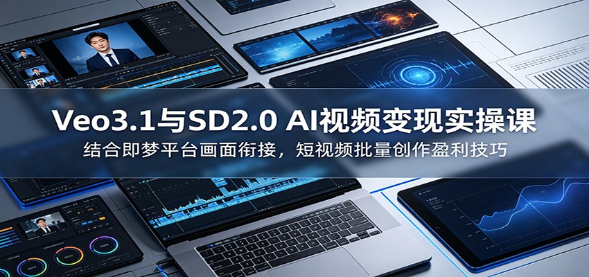 Veo3.1与SD2.0 AI视频变现实操课课:结合即梦平台画面衔接,短视频批量创作盈利技巧云学当下-创业资源网-知予轻创网-资源整合-互联网创业课程云学当下