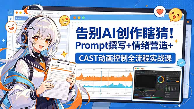告别AI创作瞎猜!Prompt撰写+情绪营造+CAST动画控制全流程实战课云学当下-创业资源网-知予轻创网-资源整合-互联网创业课程云学当下