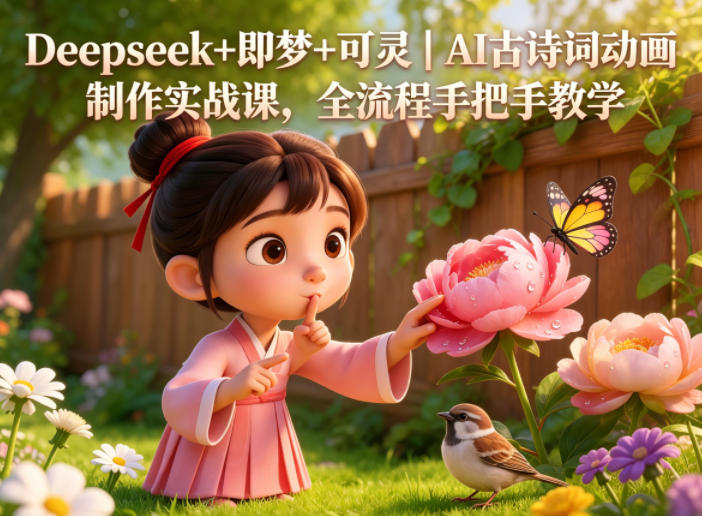 Deepseek+即梦+可灵｜AI古诗词动画制作实战课，全流程手把手教学云学当下-创业资源网-知予轻创网-资源整合-互联网创业课程云学当下