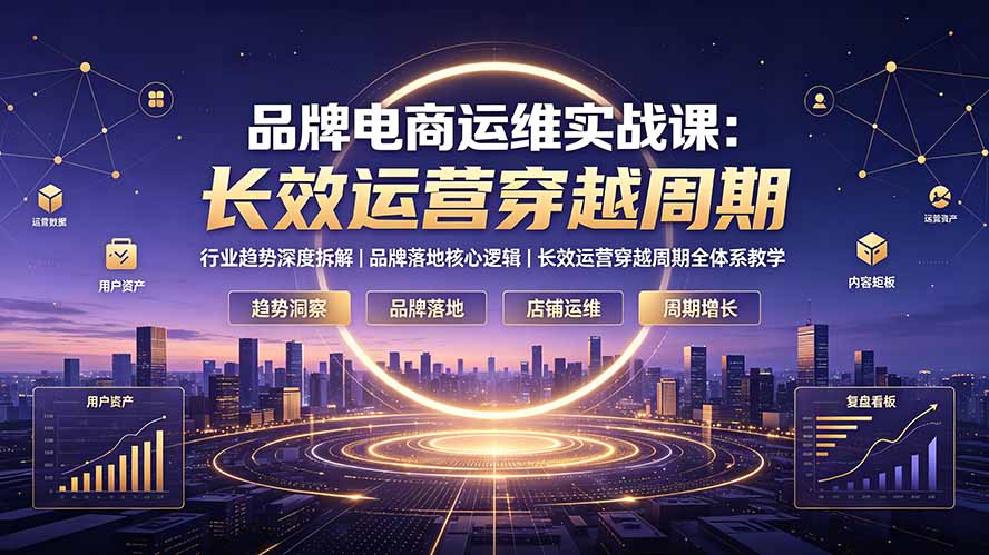 品牌电商运维实战课:行业趋势深度拆解|品牌落地核心逻辑|长效运营穿越周期全体系教学云学当下-创业资源网-知予轻创网-资源整合-互联网创业课程云学当下