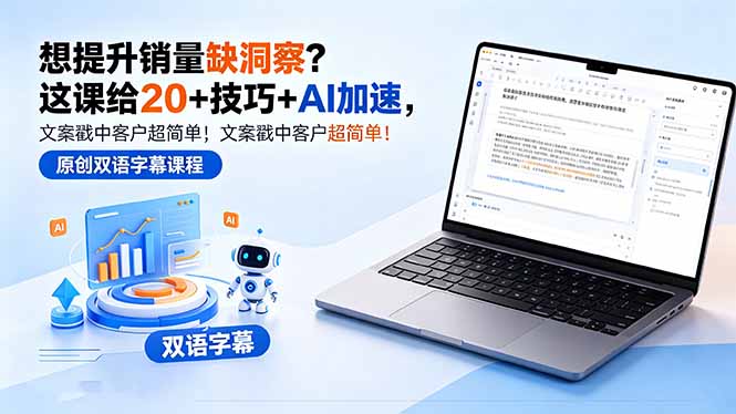 想提升销量缺洞察？这课给 20 + 技巧 + AI 加速，文案戳中客户超简单！【原创双语字幕】云学当下-创业资源网-知予轻创网-资源整合-互联网创业课程云学当下