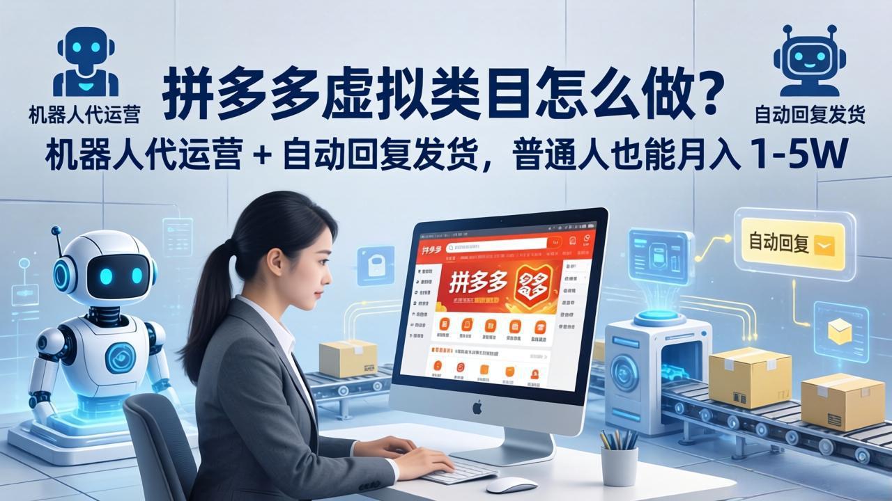 拼多多虚拟类目怎么做？机器人代运营 + 自动回复发货，普通人也能月入 1-5W云学当下-创业资源网-知予轻创网-资源整合-互联网创业课程云学当下