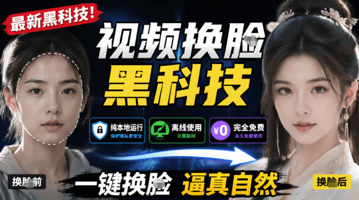 AI人工智能如此夸张?一键视频换Lian黑科技,纯本地离线运行,本地视频换Lian娱乐工具,AI FaceSwap云学当下-创业资源网-知予轻创网-资源整合-互联网创业课程云学当下