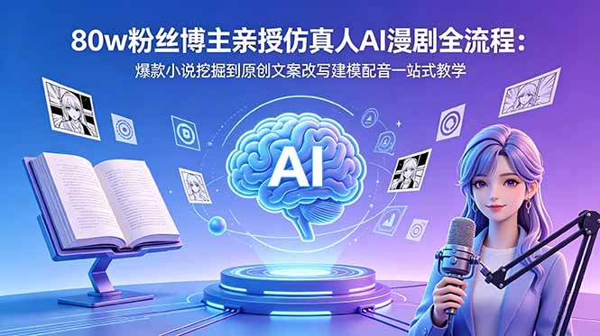 80w粉丝博主亲授仿真人AI漫剧全流程：爆款小说挖掘到原创文案改写建模配音一站式教学云学当下-创业资源网-知予轻创网-资源整合-互联网创业课程云学当下