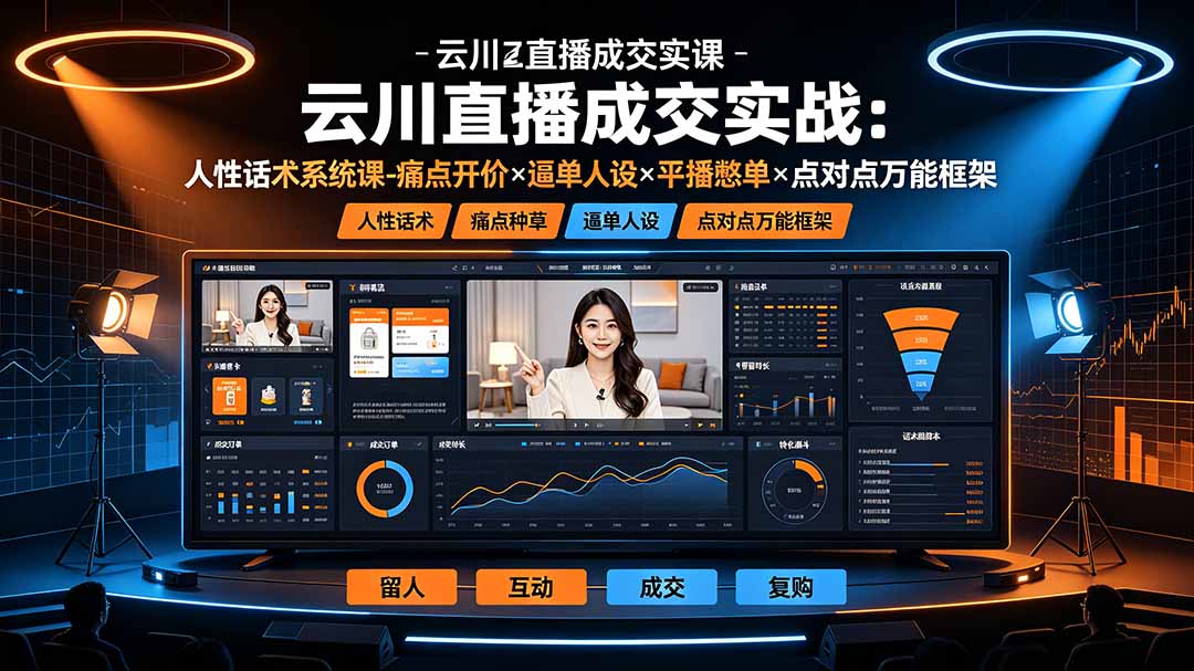云川直播成交实战：人性话术系统课-痛点种草×塑品开价×逼单人设×平播憋单×点对点万能框架云学当下-创业资源网-知予轻创网-资源整合-互联网创业课程云学当下